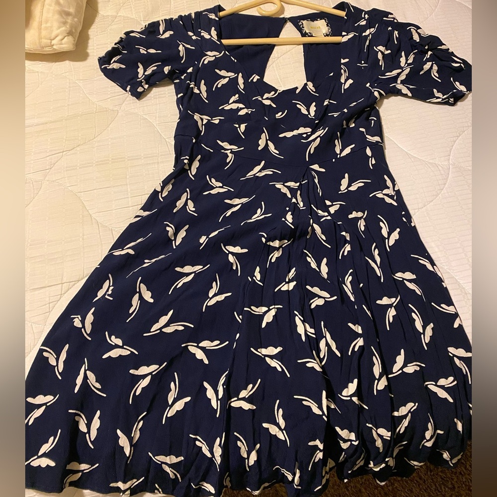 Anthropologie Maeve Fern Ruched Butterfly Dress Size 0 EUC